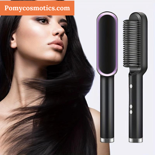 2 in 1 Hair Dryer And Straightener Brush Hot Comb With Electric Hair Brush Straightener | Pomycosmetics